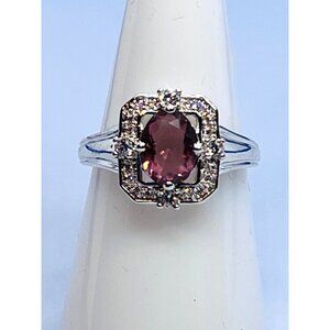 Ring Bomb Party Ring # 2895   Size 7, LC rhodolite on a double rhodium plated ba